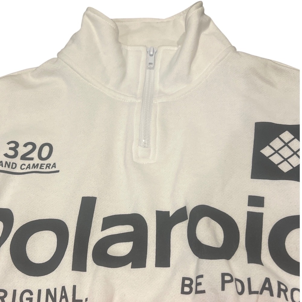 Polaroid Rainbow Cropped Quarter Zip Sweatshirt White 320 Camera Retro Small - Picture 3 of 6